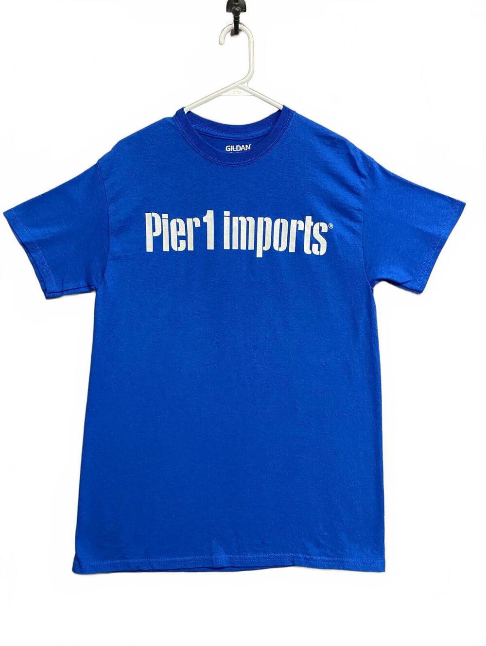 Pier 1 Imports Blue Staff Graphic T-Shirt Gildan Dryblend Men's Size Medium